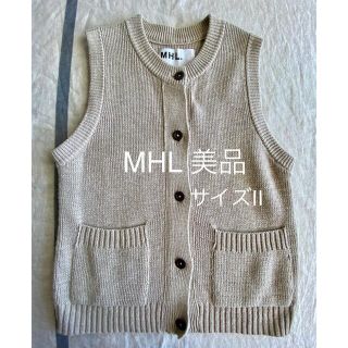 MHL, リネン混ニットベストVネック  黒 無地 マーガレットハウエル