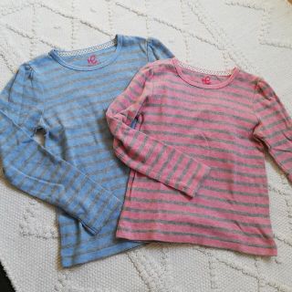 ムジルシリョウヒン(MUJI (無印良品))の120-130size ボーダー長袖Tシャツ ２枚セット 姉妹コーデ(Tシャツ/カットソー)