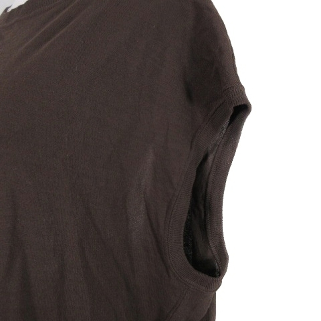 アンフィル カットソー 半袖 クルーネック フレンチスリーブ 薄手 無地 0 茶 レディースのトップス(カットソー(半袖/袖なし))の商品写真