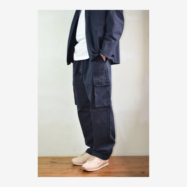 COMOLI コモリ 21SS ウールギャバ 6ポケットカーゴパンツ ネイビー