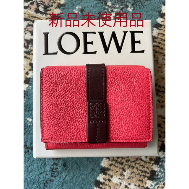 新品 ロエベ LOEWE トリフォールドウォレット 財布 ピンク ミニウォレット