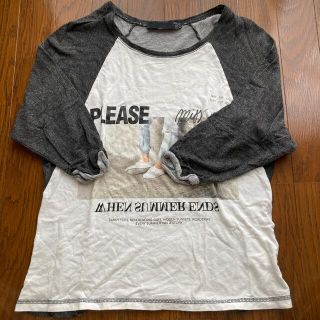 ザラ(ZARA)のTシャツ 七分丈　長袖　ラグランスリーブ　グレー　英字　英語　部屋着　作業着(Tシャツ(長袖/七分))