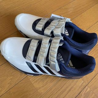 23.5cm 腫れぼったい adidas野球トレーニングシューズ/白×紺 23.5cm 腫れぼったい adidas野球トレーニングシューズ/白×紺