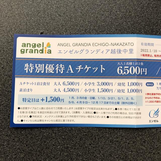 エンゼルグランディア越後中里 特別優待Aチケットの通販 by 毎日 エンゼルグランディア越後中里 特別優待Aチケットの通販 by 毎日