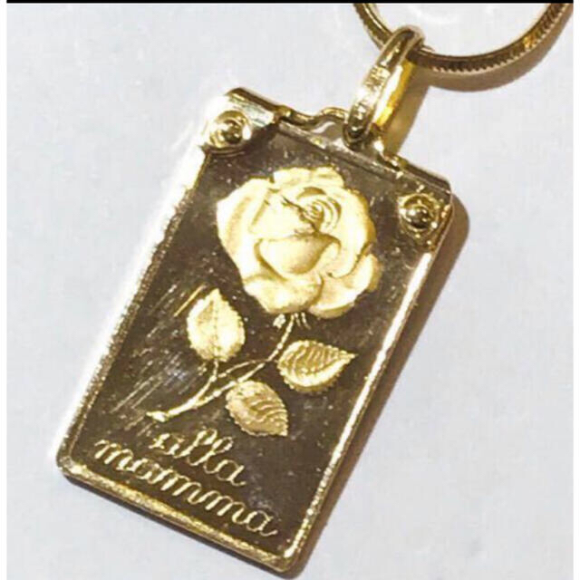 YG750/K18 薔薇柄ペンダント付きネックレス　ママへ レディースのアクセサリー(ネックレス)の商品写真