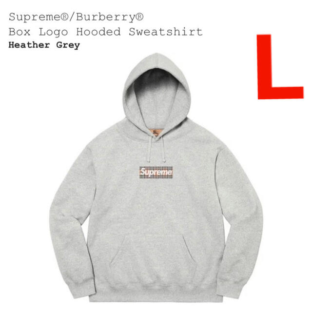 珍しい L - Supreme パーカー Supreme Grey Hooded Logo Box Burberry パーカー