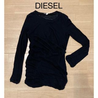 ディーゼル(DIESEL)の美品 DIESEL 黒 長袖 アンゴラ入り ロング丈 カットソー ディーゼル (カットソー(長袖/七分))