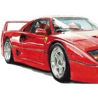 GC-673テスタロッサ/F40限定版画 直筆サイン額装●作家 平右ヱ門