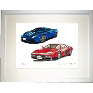 フェラーリ(Ferrari)のGC-674テスタロッサ/458限定版画サイン有額装済作家平右ヱ門(絵画/タペストリー)