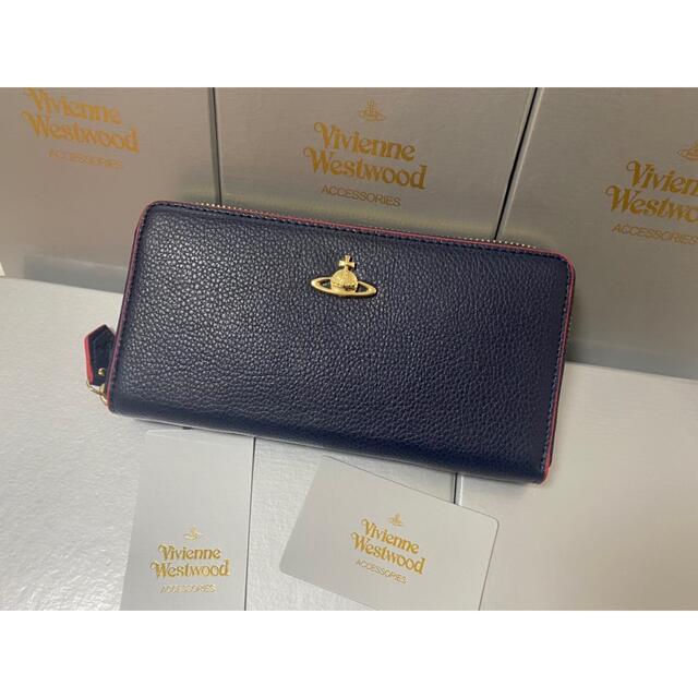 Vivienne Westwood 長財布 アウトレット 新品 ネイビー×レッド