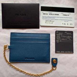 プラダ(PRADA)の未使用品　PRADA プラダ  サフィアーノ パスケース  コバルトブルー(名刺入れ/定期入れ)