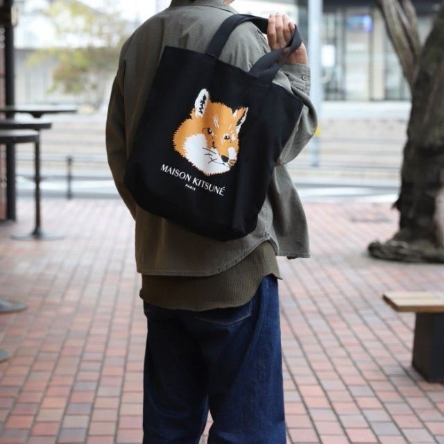 メゾン キツネ Maison Kitsune メンズ トートバッグ バッグ Black Cafe Tote セットアップ