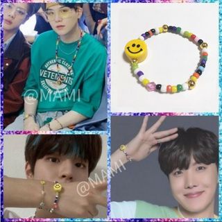 ボウダンショウネンダン(防弾少年団(BTS))の💜スマイルブレスレット💜カラフルビーズ BTS straykids ユンギ(ブレスレット/バングル)