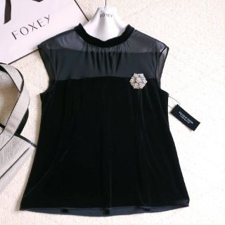 フォクシー(FOXEY)のFOXEY❤42【TOP VANESSA】2021年商品 ブラック(シャツ/ブラウス(半袖/袖なし))