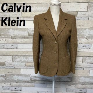 カルバンクライン(Calvin Klein)の【人気】カルバンクライン 毛100％ テーラードジャケット サイズL レディース(テーラードジャケット)