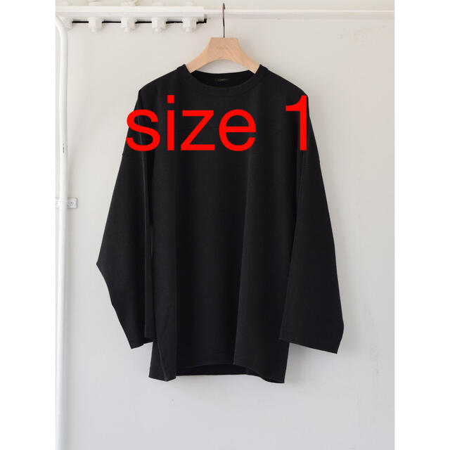 comoli 22ssフットボールt ブラック サイズ1 コモリ Tシャツ/カットソー(七分/長袖)