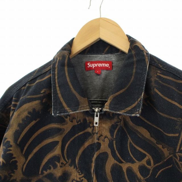 Supreme(シュプリーム)のシュプリーム ワークジャケット ブルゾン ステンカラー 和柄 総柄 L 黒 茶 メンズのジャケット/アウター(ブルゾン)の商品写真