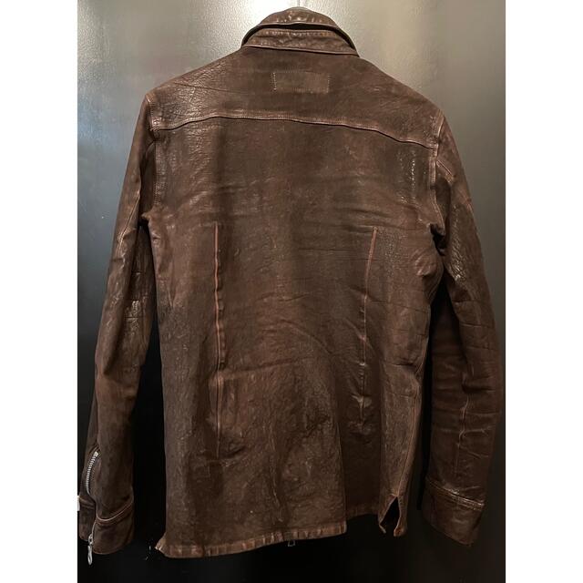 底値 イサムカタヤマ バックラッシュ レザー シャツ 牛革 ライダース 3