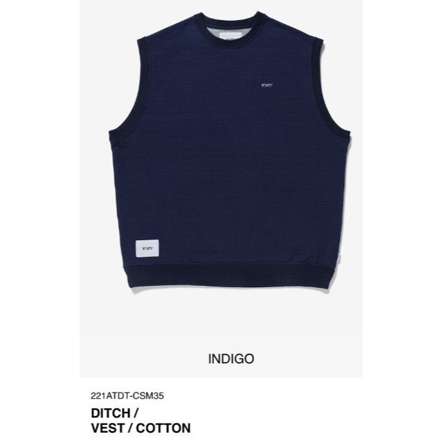 INDIGO L 22SS WTAPS DITCH / VEST / COTT