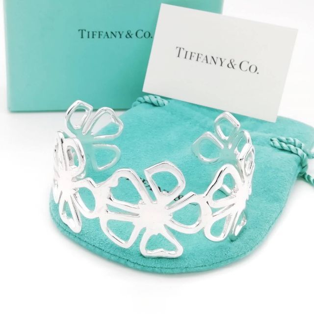 Tiffany & Co.   極希少 ティファニー ワイド カフ フラワー バングル