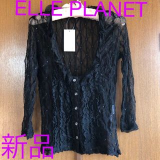 エル(ELLE)の❤️ELLE PLANET❤️ブラック❤️レース❤️ラメ混カーディガン❤️(カーディガン)