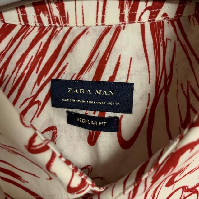 ZARA(ザラ)の【極希少】ZARA ザラ　花柄　ひまわり　総柄　シャツ　スケッチ　赤　白 メンズのトップス(シャツ)の商品写真