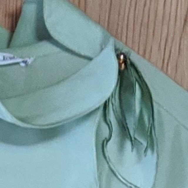 🌹サラサラした綺麗なグリーン色のブラウス レディースのトップス(シャツ/ブラウス(長袖/七分))の商品写真