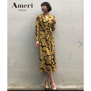 アメリヴィンテージ(Ameri VINTAGE)のアメリヴィンテージ　TIE SHIRT DRESS 花柄ワンピース(ロングワンピース/マキシワンピース)