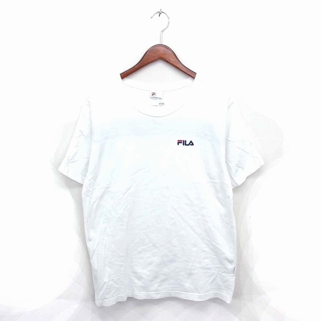 GYDA(ジェイダ)のジェイダ FILA コラボ Tシャツ カットソー 丸首 ロゴ 綿 半袖 白 黒 レディースのトップス(Tシャツ(半袖/袖なし))の商品写真