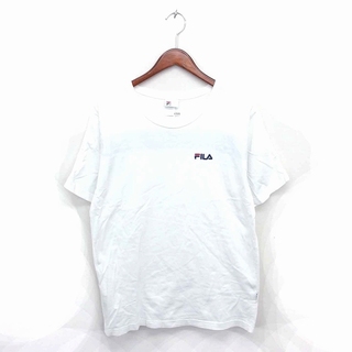 ジェイダ(GYDA)のジェイダ FILA コラボ Tシャツ カットソー 丸首 ロゴ 綿 半袖 白 黒(Tシャツ(半袖/袖なし))
