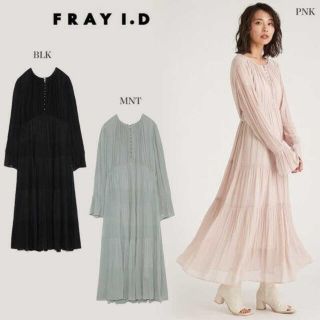 フレイアイディー(FRAY I.D)の【 FRAY I.D 】シフォンプリーツロングワンピース▫️MINT(ロングワンピース/マキシワンピース)