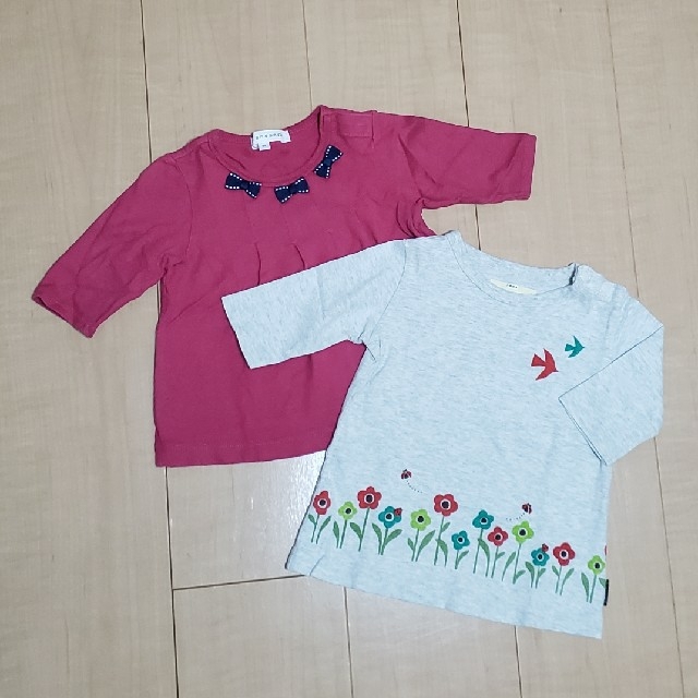 3can4on(サンカンシオン)の女の子　80　七分袖トップス キッズ/ベビー/マタニティのベビー服(~85cm)(Ｔシャツ)の商品写真