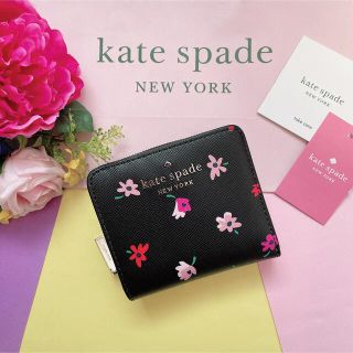 ケイトスペードニューヨーク(kate spade new york)の新品♡ケイトスペード　kate spade 黒　花柄　赤　ミニ財布　かわいい(財布)