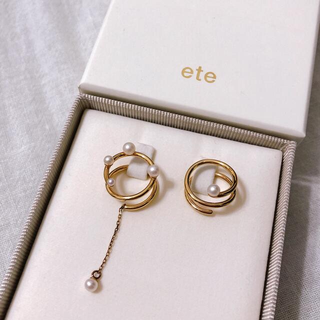 ete パール アシンメトリー ループイヤリングアクセサリー