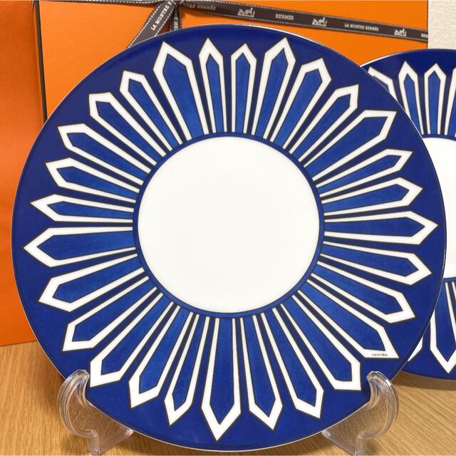 新品 2枚 ギフト包装】エルメス ブルーダイユール ディナープレート-