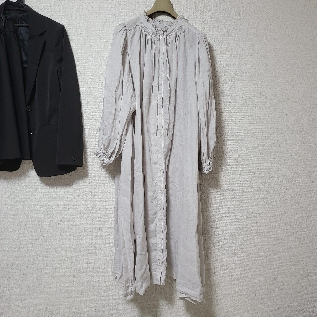 麻ワンピースnest Robe 麻　ホワイトワンピース