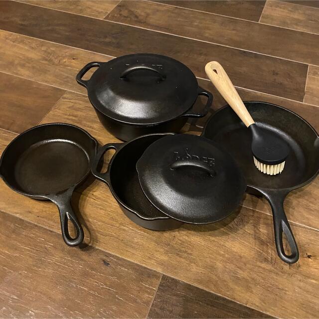 LODGE(ロッジ) サービングポットx2 スキレットx2セット おまけ付 ○日本正規品○ LODGE ロッジ スクラブブラシ SCRBRSH