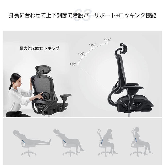 YEATION(イエーション) オフィスチェア人間工学 椅子 全面ドイツメッシュ 4