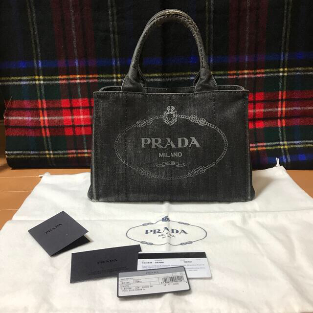 デニム限定！プラダ PRADA★カナパ Sサイズ トートバッグ デニムブラック