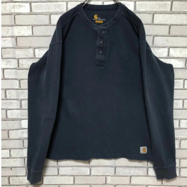 carhartt(カーハート)の超希少 カーハート ロゴタグ ヘンリーネック 長袖厚手 Tシャツ 90s メンズのトップス(スウェット)の商品写真