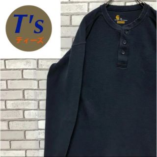 カーハート(carhartt)の超希少 カーハート ロゴタグ ヘンリーネック 長袖厚手 Tシャツ 90s(スウェット)