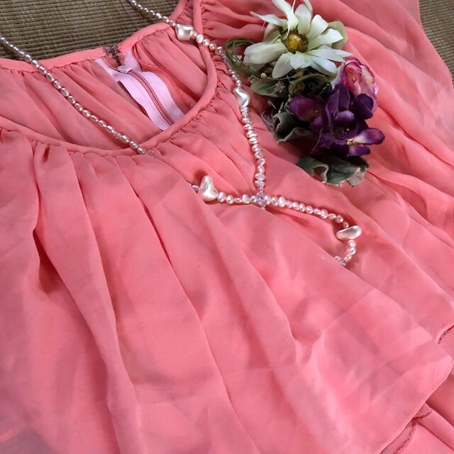 サーモンピンクのロングドレス、インナードレス付き