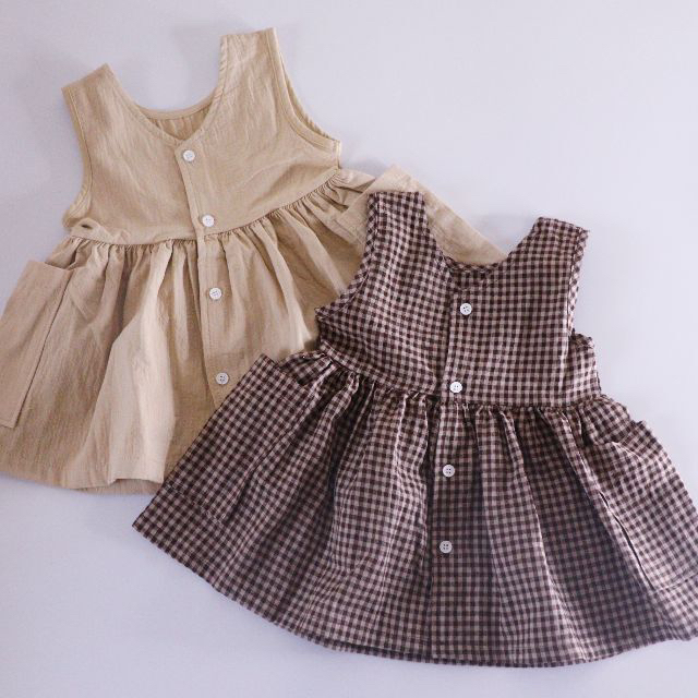 まーぼー様専用2点（ベージュ 130）ワンピースpua-335 キッズ/ベビー/マタニティのキッズ服女の子用(90cm~)(ワンピース)の商品写真