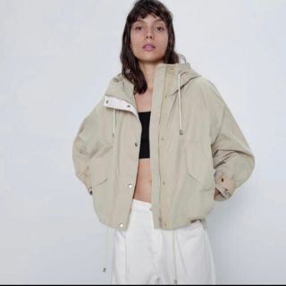 ZARA ザラ S エコファー パーカー ポーチポケットジャケット ベージュ