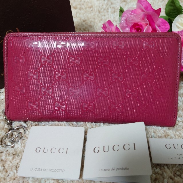 Gucci ✨付属品付✨GUCCI GG インプリメ インターロッキング G 長財布 赤の通販 by ハル's shop｜グッチならラクマ