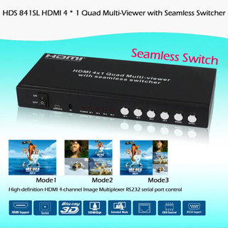 HDMI 4入力切替器(画面分割/入力機器をリモコン操作可)HDS841SL(PC周辺機器)