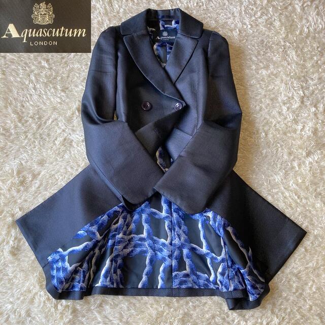 『大人気！』 Aquascutum アクアスキュータム 総柄 ロングコート M