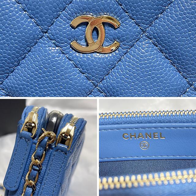 18cmマチ【美品　CHANEL】30番台チェーンウォレット♡春らしいレアカラー♡可愛すぎ♡