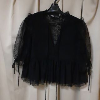 ザラ(ZARA)のZARAドットチュール最終！可愛いです！リサイクルにだします。コメントなければ削(カットソー(半袖/袖なし))