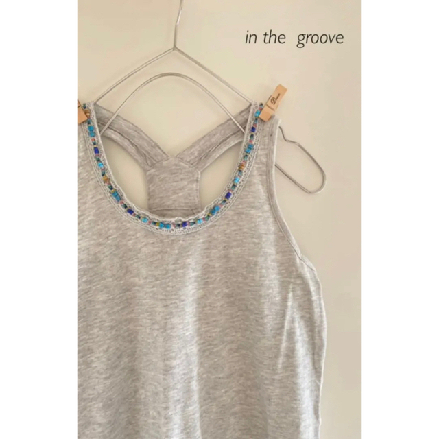 in the groove(インザグルーヴ)のin the  groove＊タンクトップ＊light-grey×beads レディースのトップス(タンクトップ)の商品写真